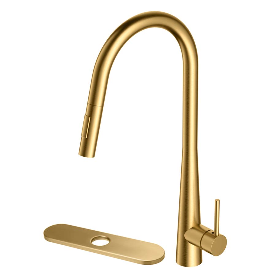 Elegant brushed gold kitchen faucet design